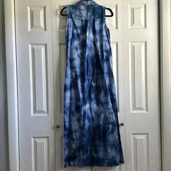 GAP | Blue Tie Dye | Linen Blend | Maxi Shirt Dress | size XS - Picture 6 of 6